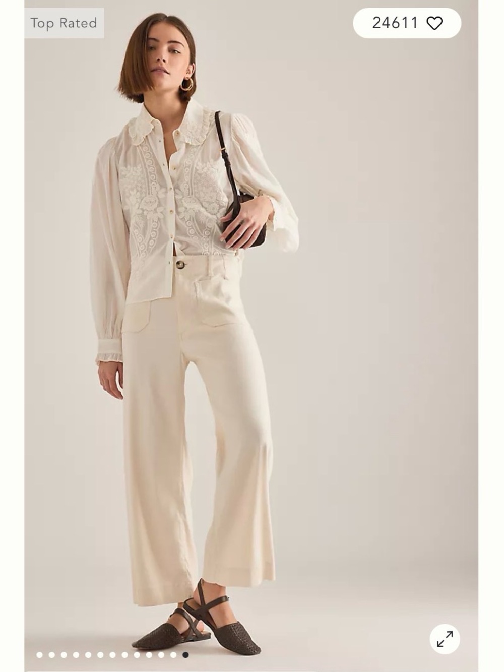 Maeve Cream Wide-Leg High-Rise Pants